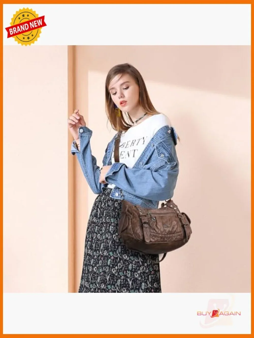 Retro Vegan Leather Hobo Bag Multi-Pocket Satchel Tote with Detachable Strap